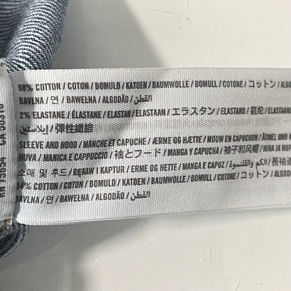 Hollister Blue Grey Distressed Hooded Denim Jean Jacket Size S Small - Picture 14 of 14